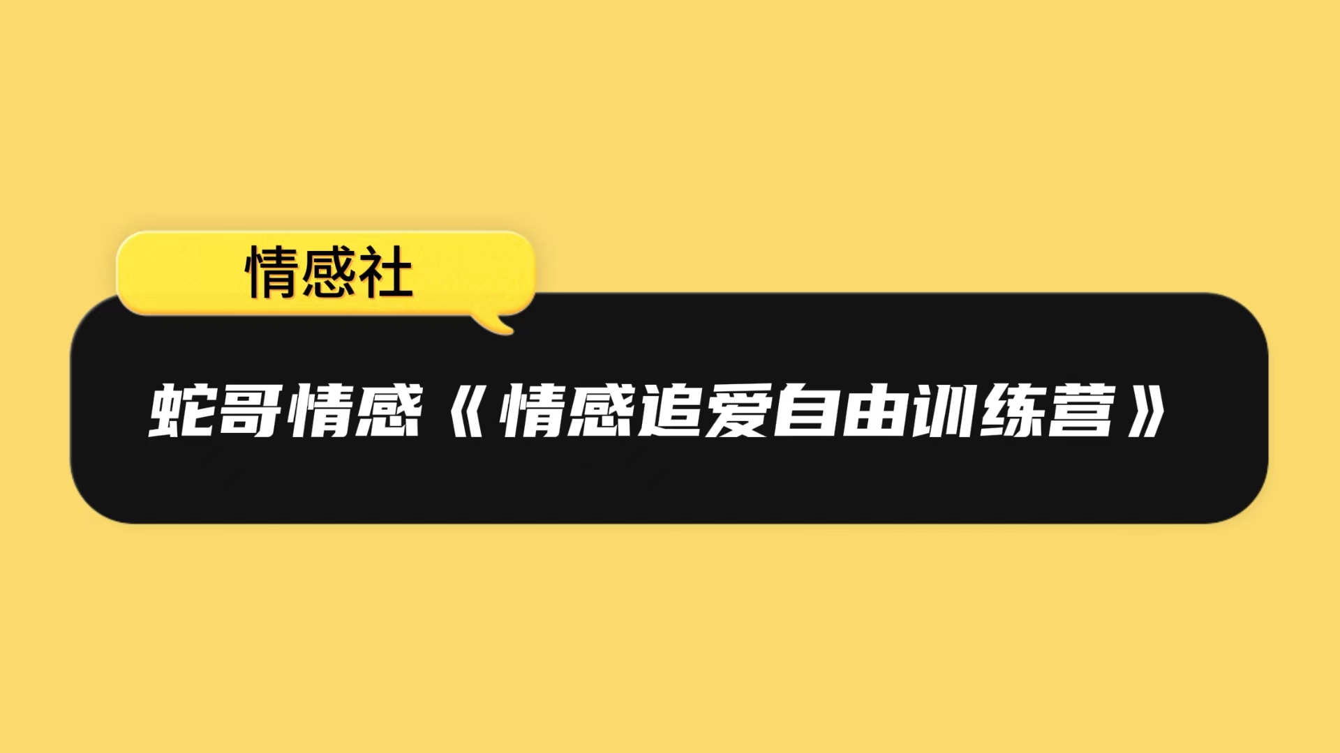 蛇哥情感《情感追爱自由训练营》